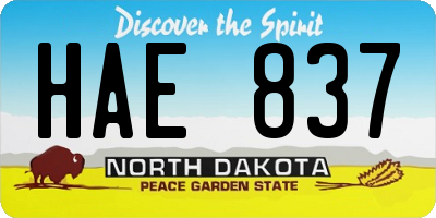 ND license plate HAE837