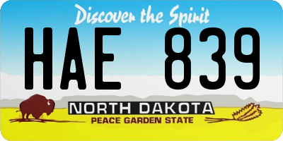 ND license plate HAE839