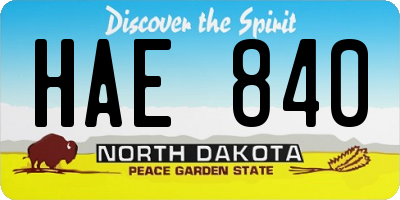 ND license plate HAE840