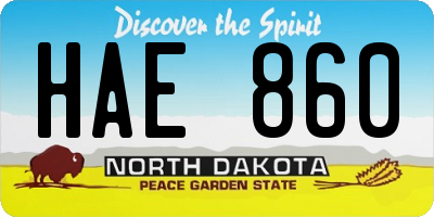 ND license plate HAE860