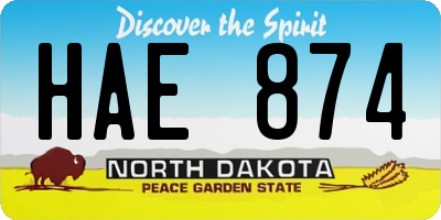 ND license plate HAE874