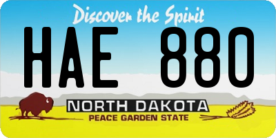 ND license plate HAE880