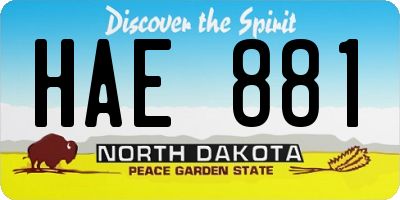 ND license plate HAE881