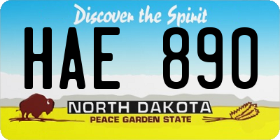 ND license plate HAE890