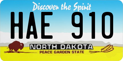 ND license plate HAE910
