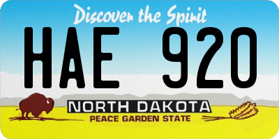 ND license plate HAE920