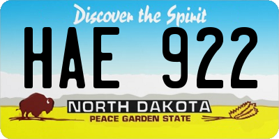 ND license plate HAE922