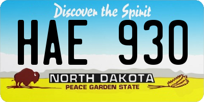 ND license plate HAE930