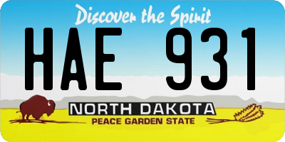 ND license plate HAE931