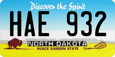 ND license plate HAE932