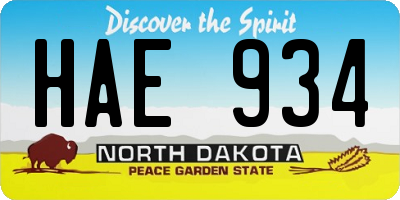 ND license plate HAE934