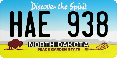 ND license plate HAE938