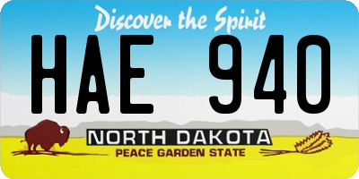 ND license plate HAE940