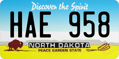 ND license plate HAE958