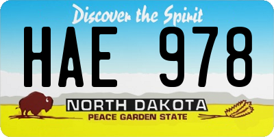ND license plate HAE978