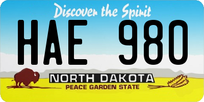 ND license plate HAE980