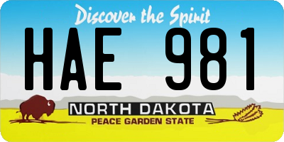 ND license plate HAE981