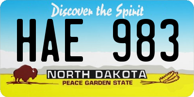 ND license plate HAE983