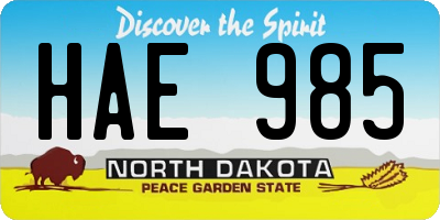 ND license plate HAE985