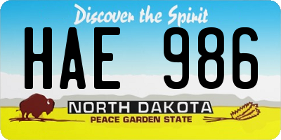 ND license plate HAE986