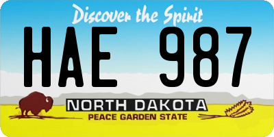 ND license plate HAE987