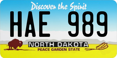 ND license plate HAE989