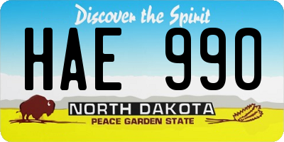 ND license plate HAE990