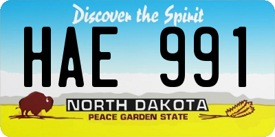 ND license plate HAE991