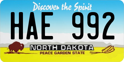 ND license plate HAE992