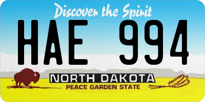 ND license plate HAE994