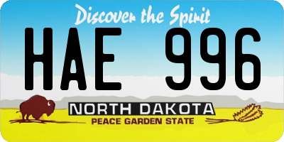 ND license plate HAE996