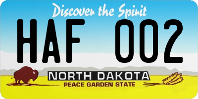 ND license plate HAF002