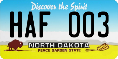 ND license plate HAF003