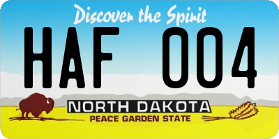 ND license plate HAF004