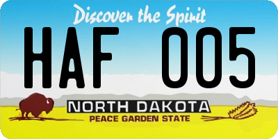 ND license plate HAF005