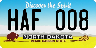 ND license plate HAF008