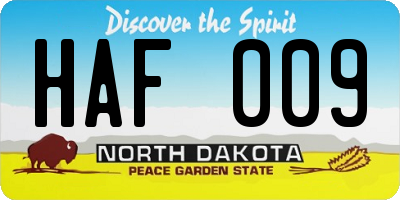 ND license plate HAF009