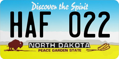 ND license plate HAF022