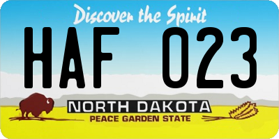 ND license plate HAF023