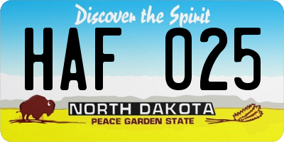 ND license plate HAF025