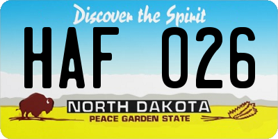 ND license plate HAF026