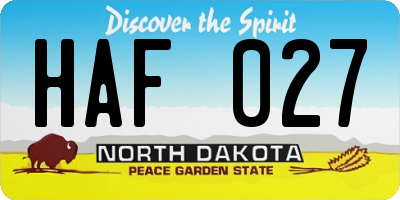 ND license plate HAF027