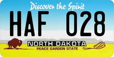 ND license plate HAF028