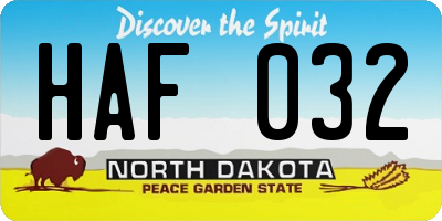 ND license plate HAF032