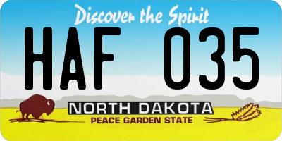 ND license plate HAF035