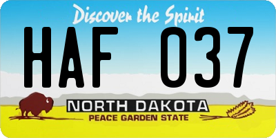 ND license plate HAF037