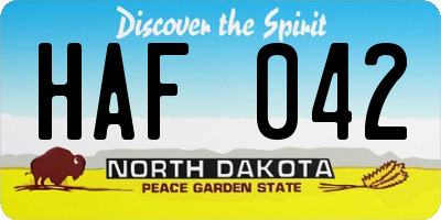 ND license plate HAF042