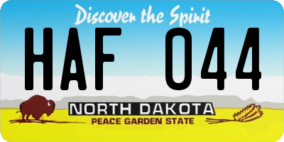 ND license plate HAF044