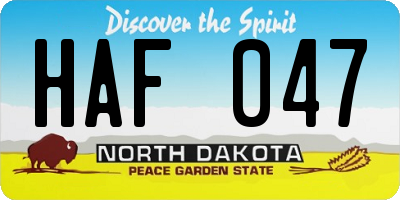 ND license plate HAF047