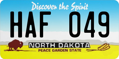 ND license plate HAF049